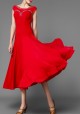 Red Crepe Stoned Ballroom Smooth Practice Dress