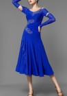 Royal Blue Crepe Stoned Ballroom Smooth Practice Dress