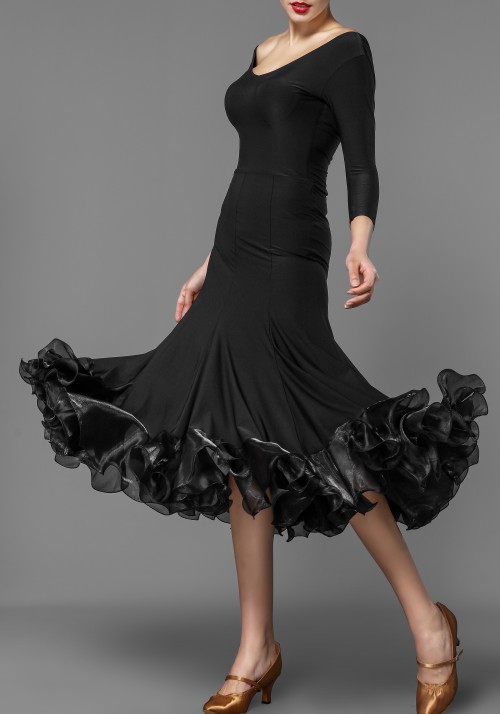 Black Crepe Ballroom Smooth Practice Dress