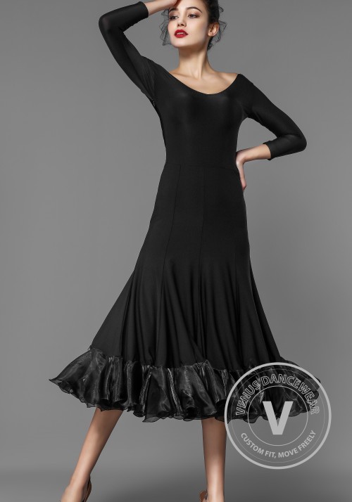 Black Crepe Ballroom Smooth Practice Dress