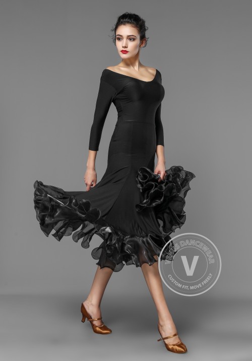 Black Crepe Ballroom Smooth Practice Dress