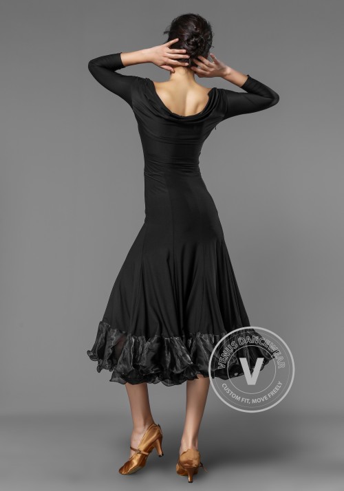 Black Crepe Ballroom Smooth Practice Dress