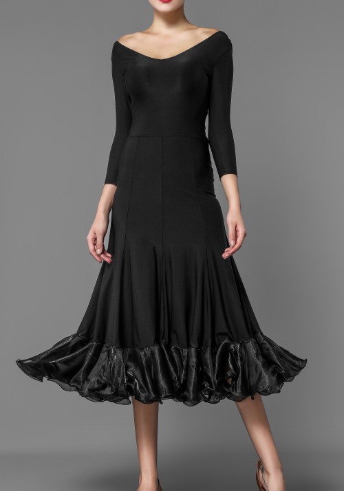 Black Crepe Ballroom Smooth Practice Dress