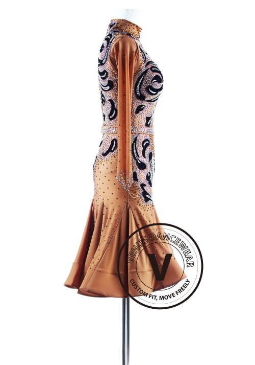 Caramel Sugar Gorgeous Ruched Tango Latin Competition Dress