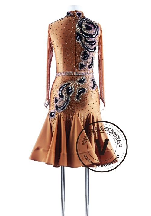 Caramel Sugar Gorgeous Ruched Tango Latin Competition Dress