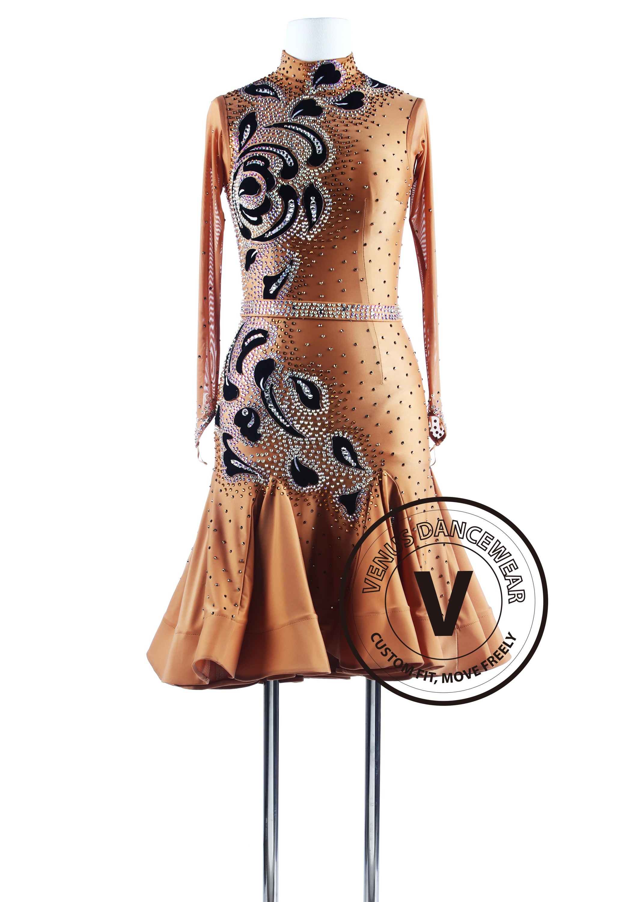 Caramel Sugar Gorgeous Ruched Tango Latin Competition Dress