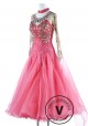 Salmon Lace Gorgeous Standard Waltz Ballroom Competition Dance Dress