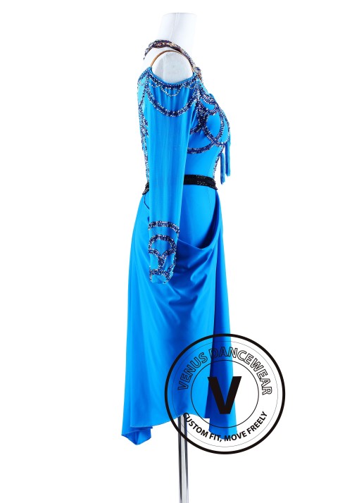 Elegant Palace Blue American Ryhthm Salsa Latin Competition Dress