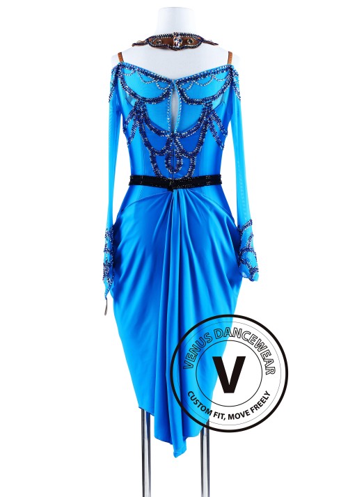 Elegant Palace Blue American Ryhthm Salsa Latin Competition Dress