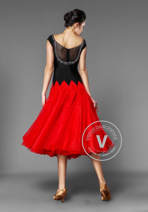 Black and Red Ballroom 3 Layers Practice Competition Dress