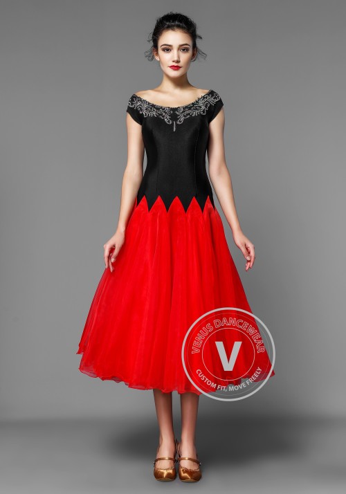 Black and Red Ballroom 3 Layers Practice Competition Dress