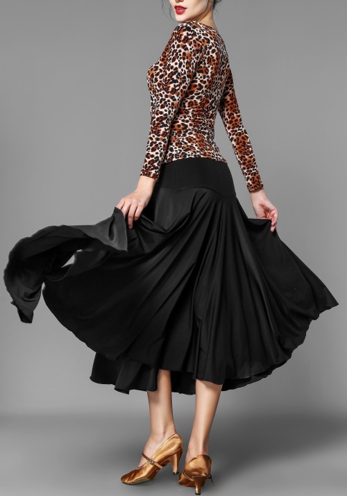 Black ballroom smooth practice dance skirt