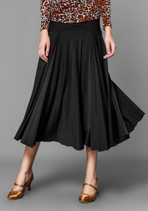 Black ballroom smooth practice dance skirt