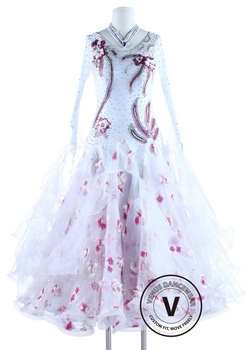 Sakura Cherry Blossom Standard Ballroom Competition Dance Dress