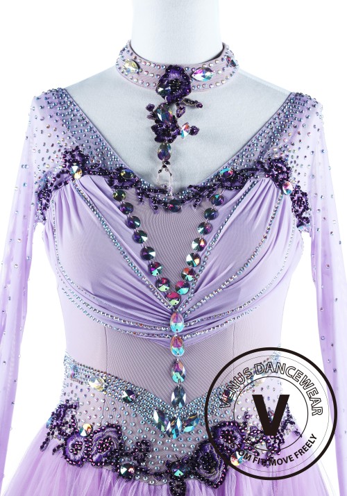 Lavender Princess Standard Ballroom Waltz Competition Dance Dress