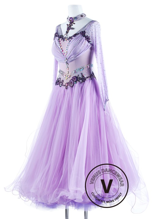 Lavender Princess Standard Ballroom Waltz Competition Dance Dress