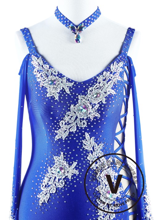 Royal Blue Latin Rhythm Salsa Chacha Dance Competition Dress