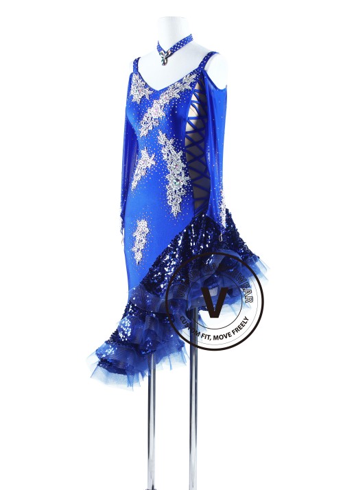 Royal Blue Latin Rhythm Salsa Chacha Dance Competition Dress