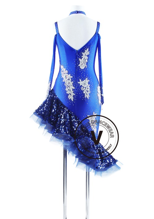 Royal Blue Latin Rhythm Salsa Chacha Dance Competition Dress