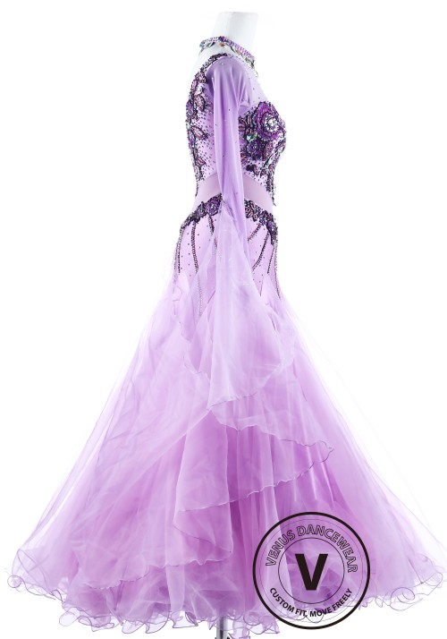 Lavender Love Waltz Smooth Ballroom Competition Dress