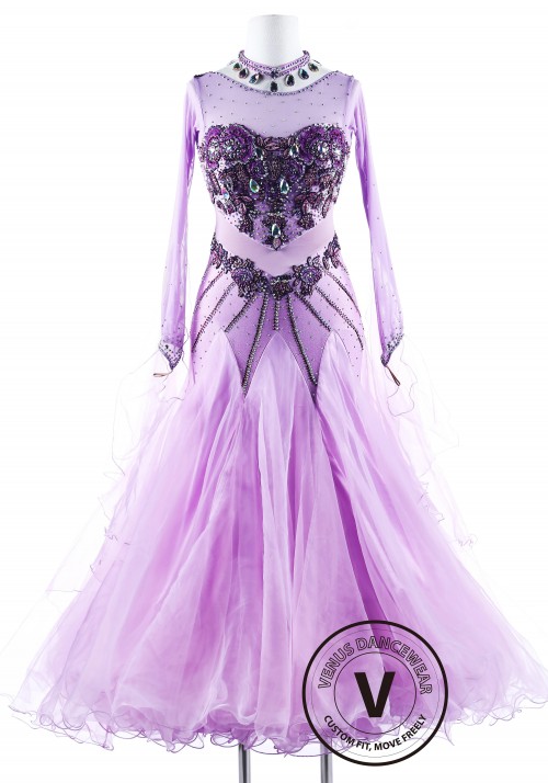 Lavender Love Waltz Smooth Ballroom Competition Dress