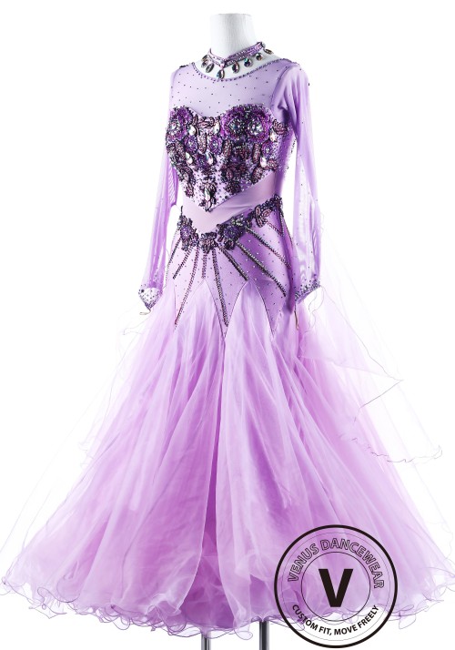 Lavender Love Waltz Smooth Ballroom Competition Dress