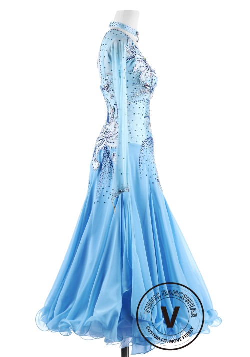 Edelweiss Blue Ballroom Competition Dance Dress