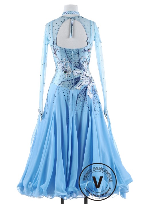 Edelweiss Blue Ballroom Competition Dance Dress