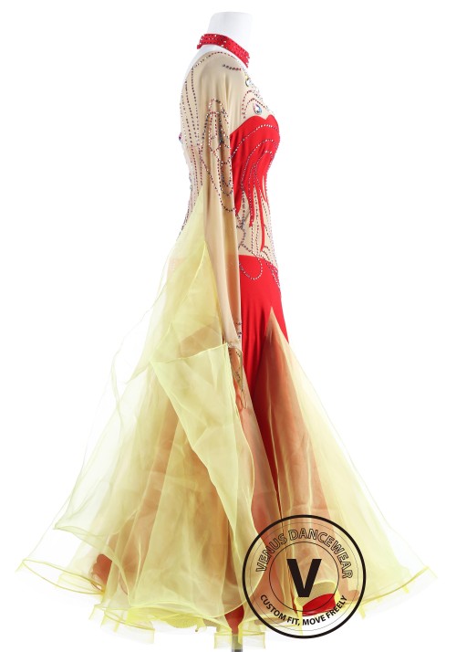 Red Aurora Borealis Ballroom Competition Dance Dress