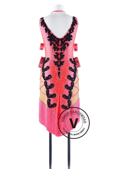 Coral Fringe Latin Competition Dance Dress