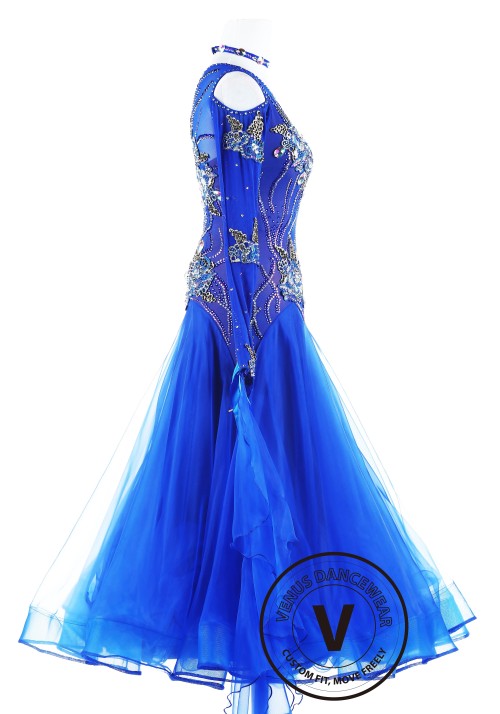 Blue Rose Ballroom Competition Dance Dress