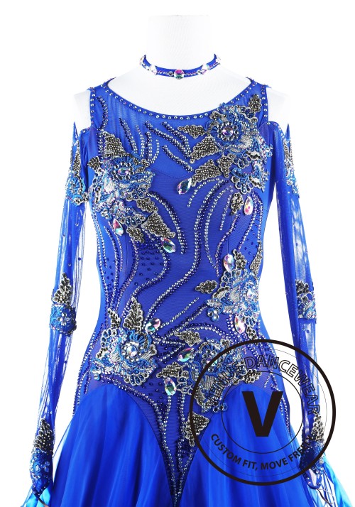 Blue Rose Ballroom Competition Dance Dress