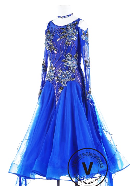 Blue Rose Ballroom Competition Dance Dress