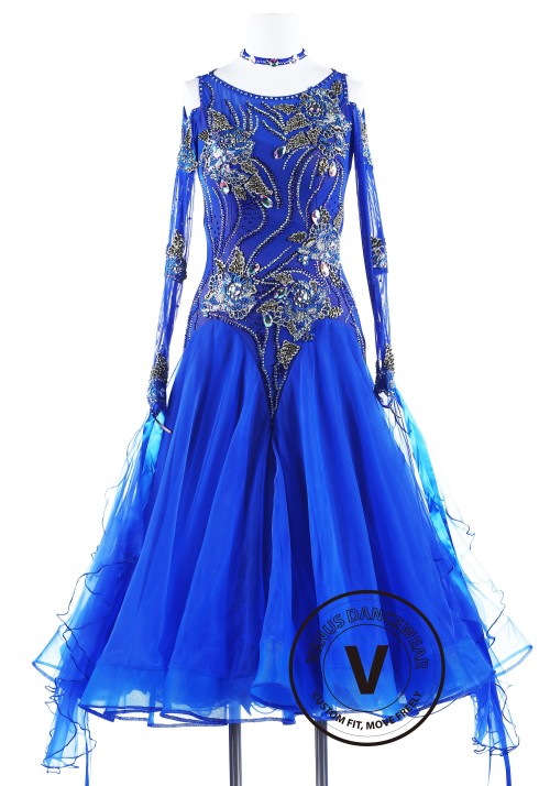 Blue Rose Ballroom Competition Dance Dress