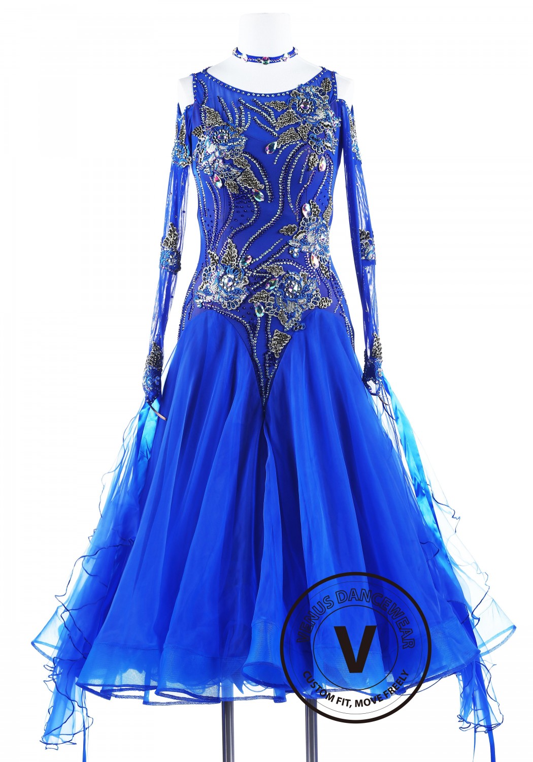 Blue Rose Ballroom Competition Dance Dress