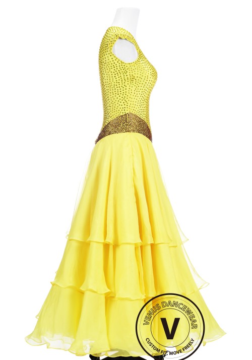 The Beauty Yellow Ballroom Competition Dance Dress