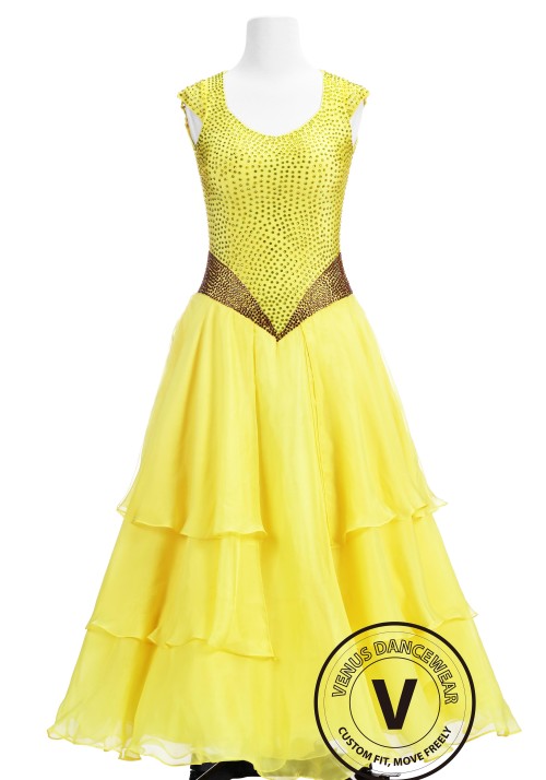 The Beauty Yellow Ballroom Competition Dance Dress