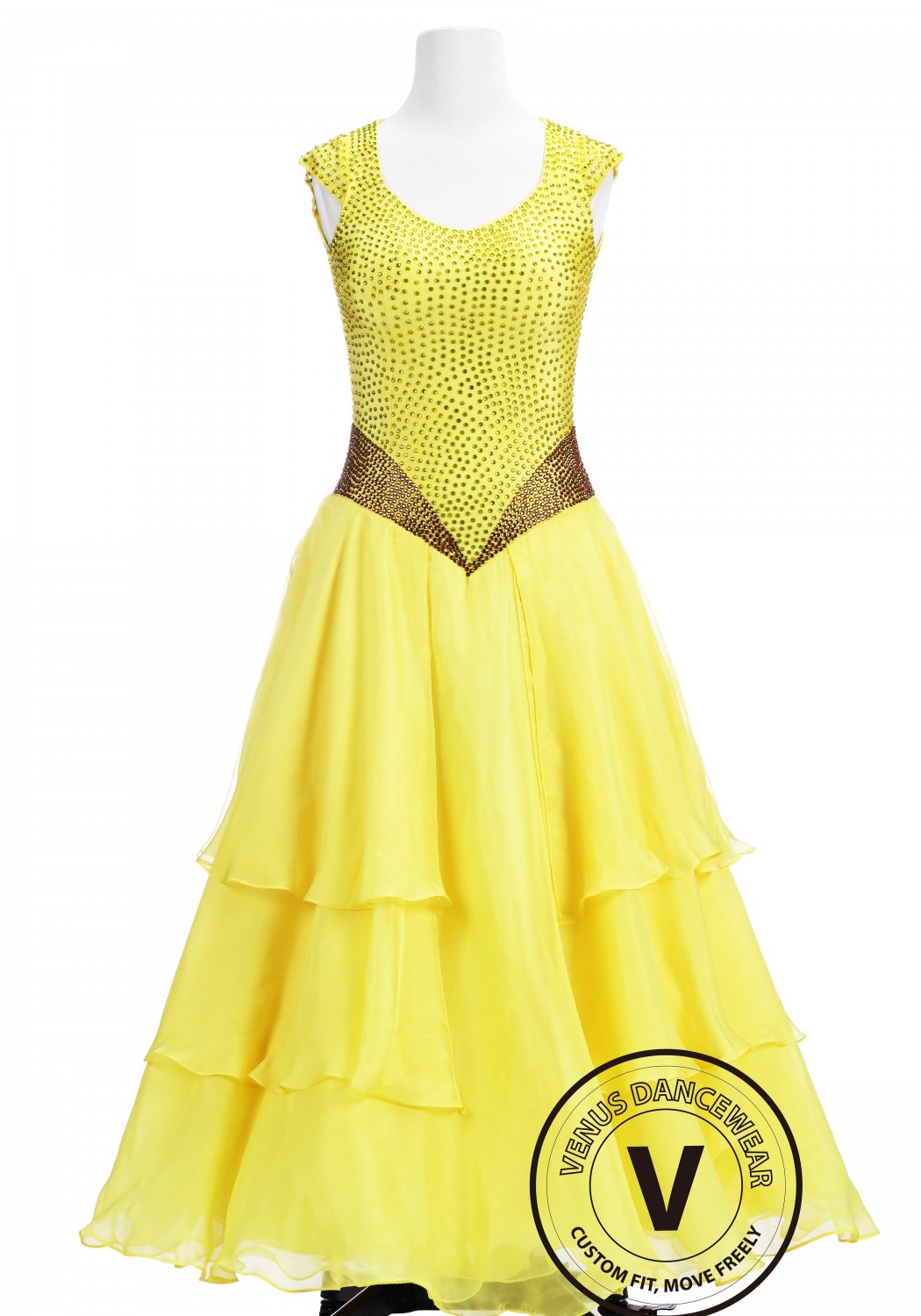 The Beauty Yellow Ballroom Competition Dance Dress