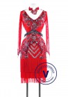 Red Trimstyle Fringe Latin Competition Dance Dress