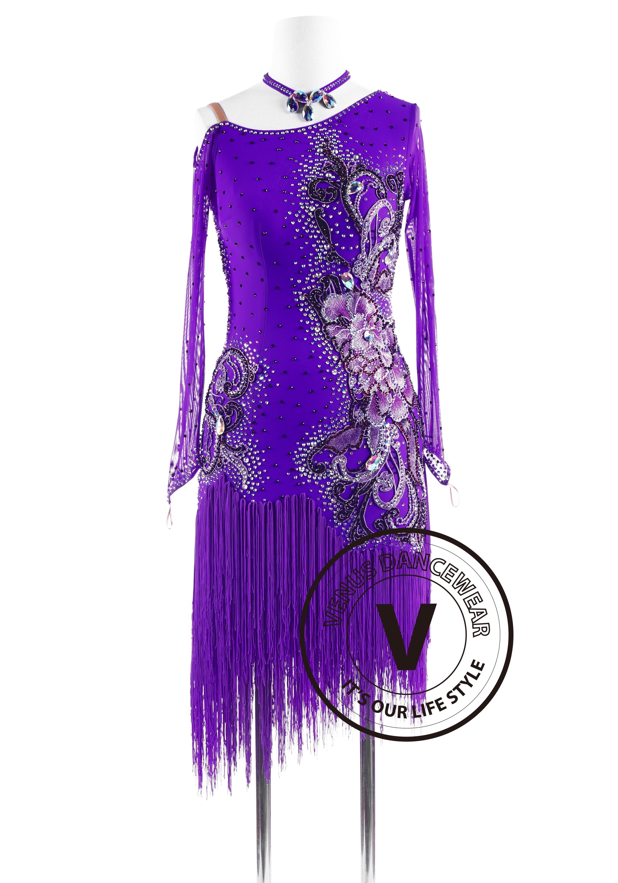 Hyacinthine Luxury Fringe Latin Competition Dance Dress