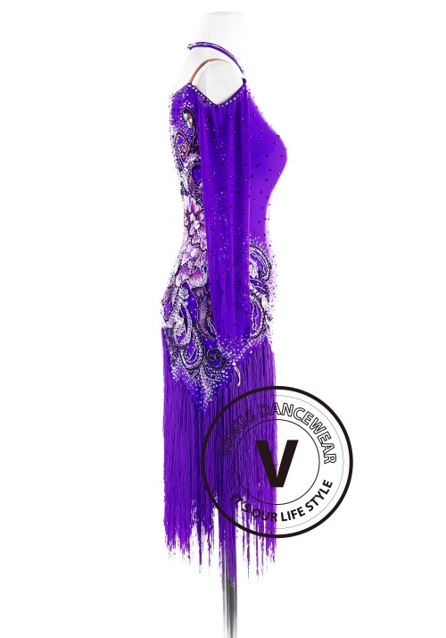 Hyacinthine Luxury Fringe Latin Competition Dance Dress