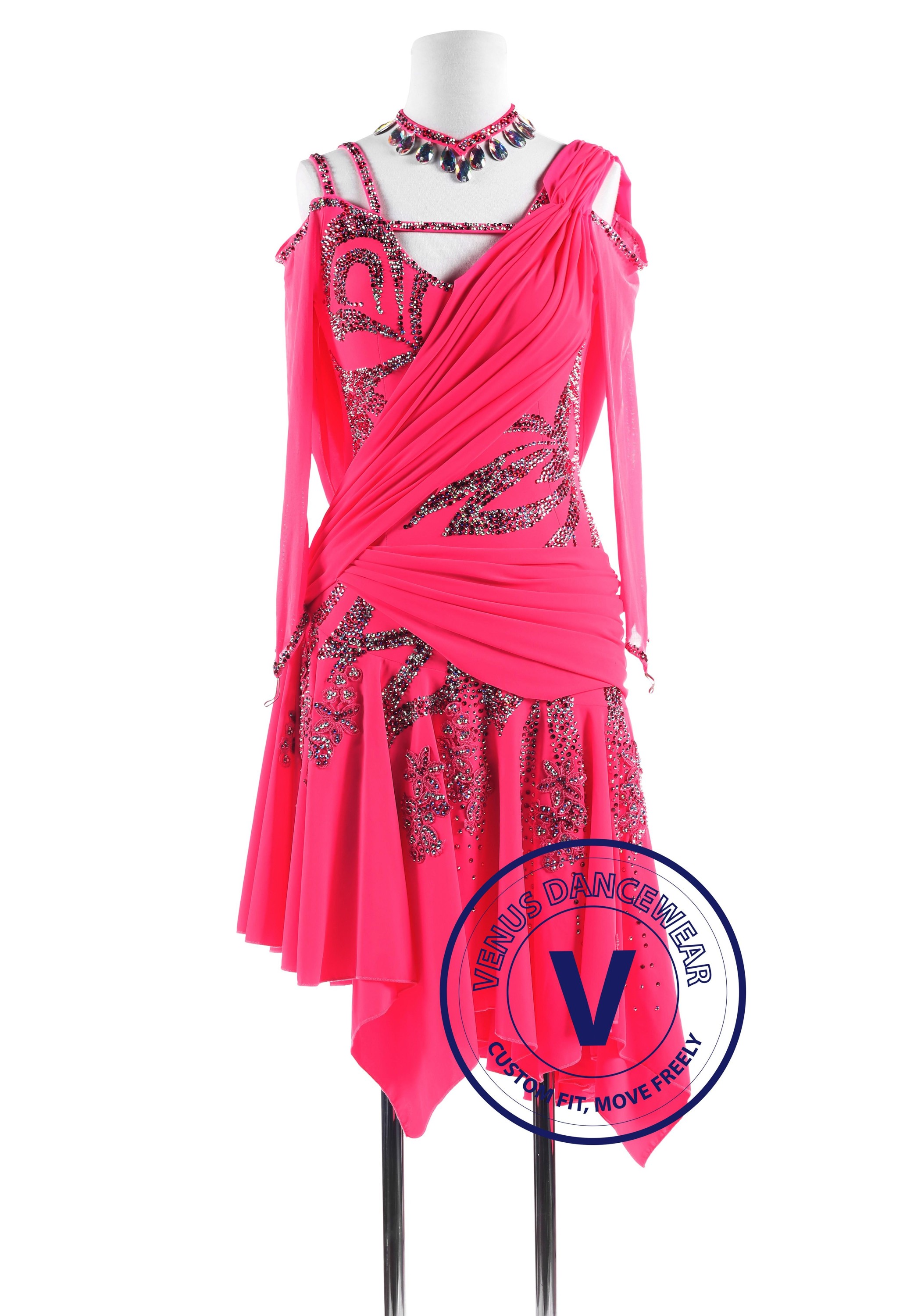 Peach Blossom Crepe Latin Competition Dance Dress