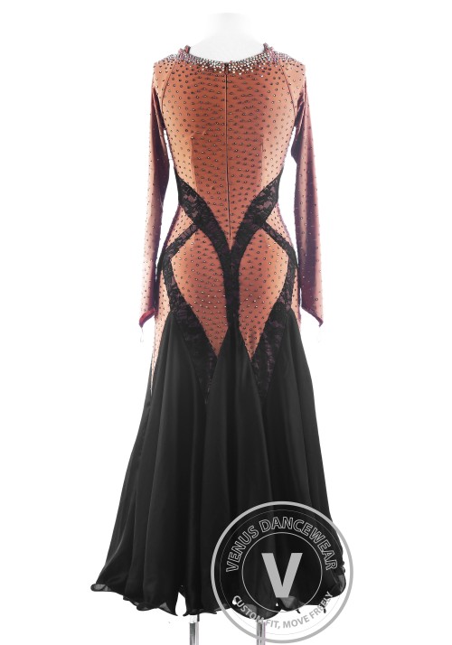 Caramel Lace Ballroom Smooth Competition Dance Dress