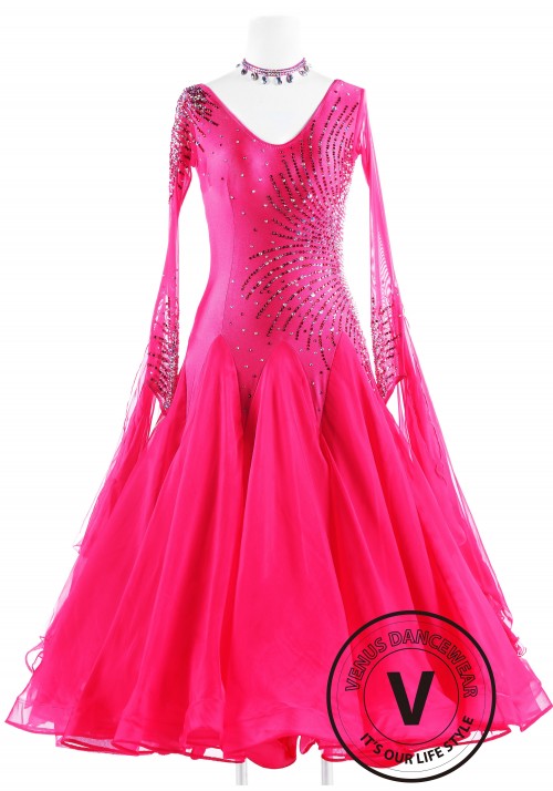 Rose Sequin Ballroom Standard Competition Dance Dress