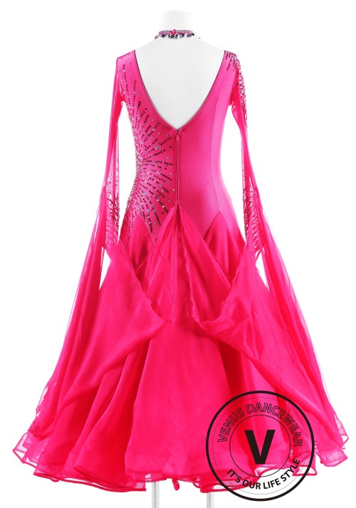 Rose Sequin Ballroom Standard Competition Dance Dress