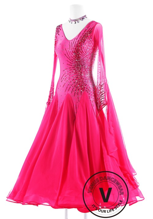 Rose Sequin Ballroom Standard Competition Dance Dress