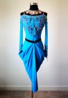 Elegant Palace Blue American Rhythm Salsa Latin Competition Sample Dress
