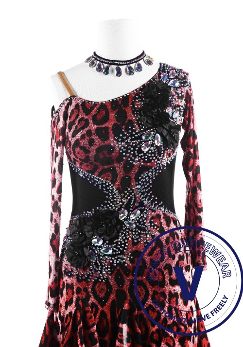 Leopard Print Latin Rhythm Competition Dance Dress