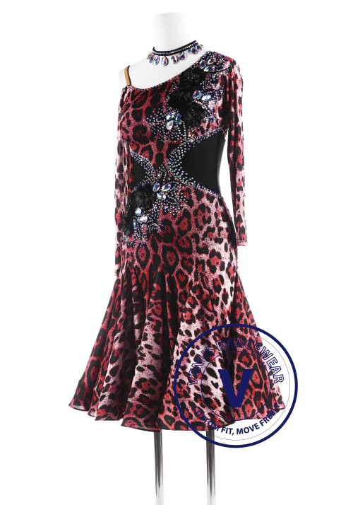 Leopard Print Latin Rhythm Competition Dance Dress