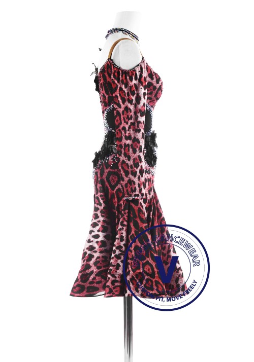 Leopard Print Latin Rhythm Competition Dance Dress